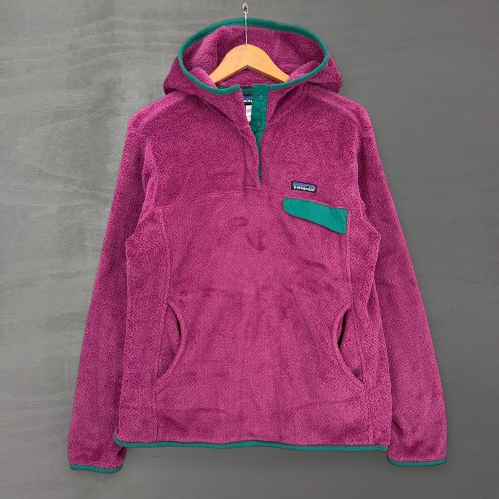 Patagonia Synchilla Re-Tool Hooded Fleece Pullover Purple Teal 25436 Women Large